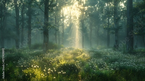 Fototapeta Naklejka Na Ścianę i Meble -  morning fog in the forest