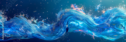 Abstract Blue Water Wave with Light and Motion Effects