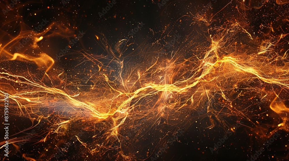 Energetic Electric Arcs and Sparks Abstract on Black Canvas Energetic Electric Arcs and Sparks Abstract on Black Canvas