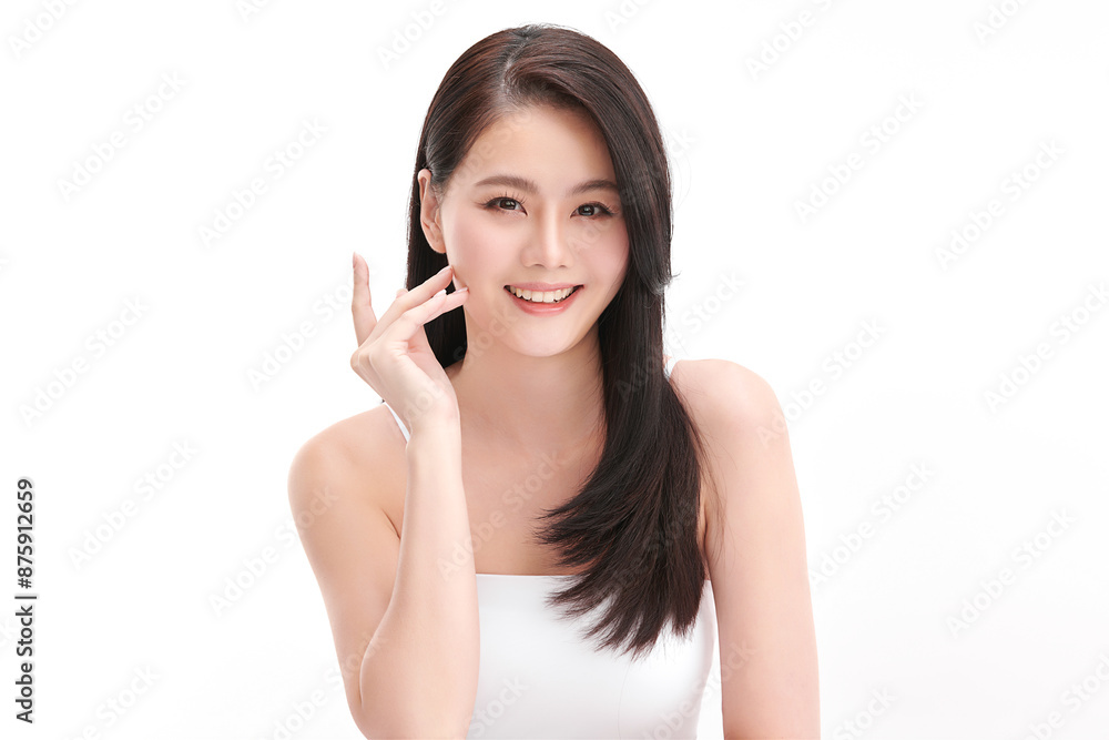 Beautiful young asian woman with clean fresh skin on white background, Face care, Facial treatment, Cosmetology, beauty and spa, Asian women portrait. Beautiful young asian woman with clean fresh skin on white background, Face care, Facial treatment, Cosmetology, beauty and spa, Asian women portrait.