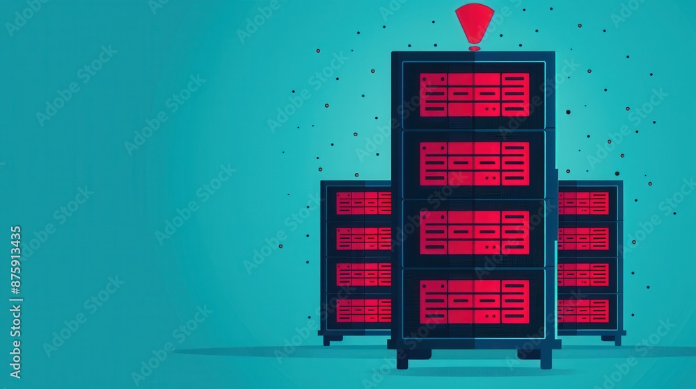 Server Rack Caution Data Server Rack with Red Warning Lights Stock Illustration | Adobe Stock