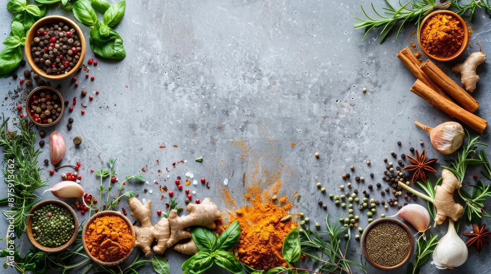 Spice and Herb Frame with Copy Space Spice and Herb Frame with Copy Space