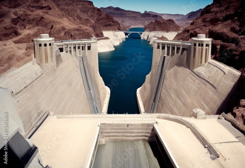 square dam hoover crop view aerial river colorado lake mead
