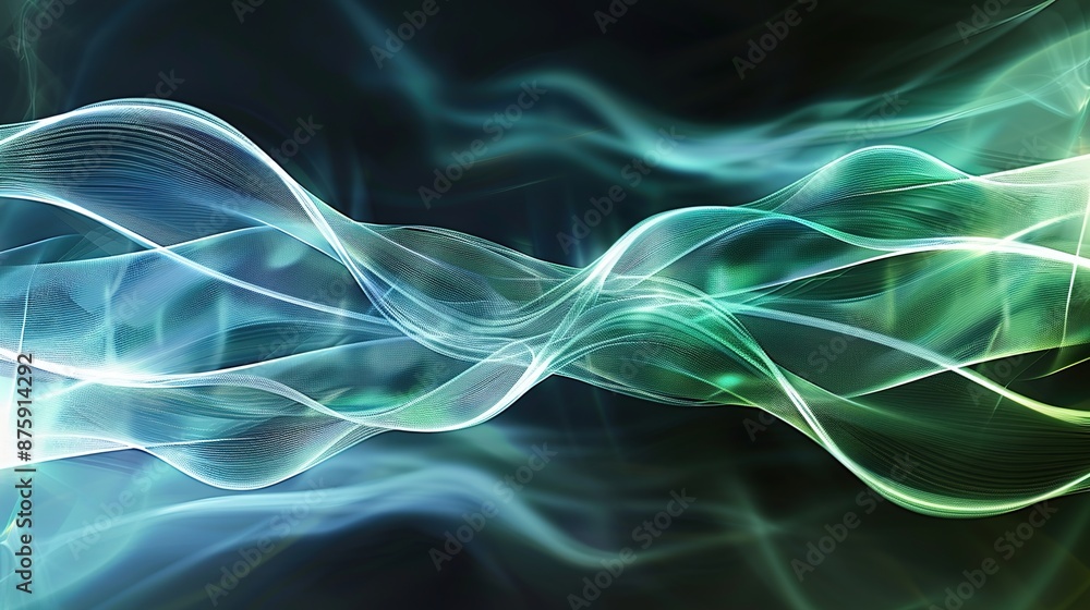 Fototapeta premium Dynamic Electric Waves Abstract Background with Copy Space