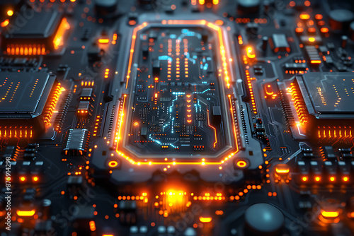 Neon Blue AI Cosmos: Abstract Futuristic Design