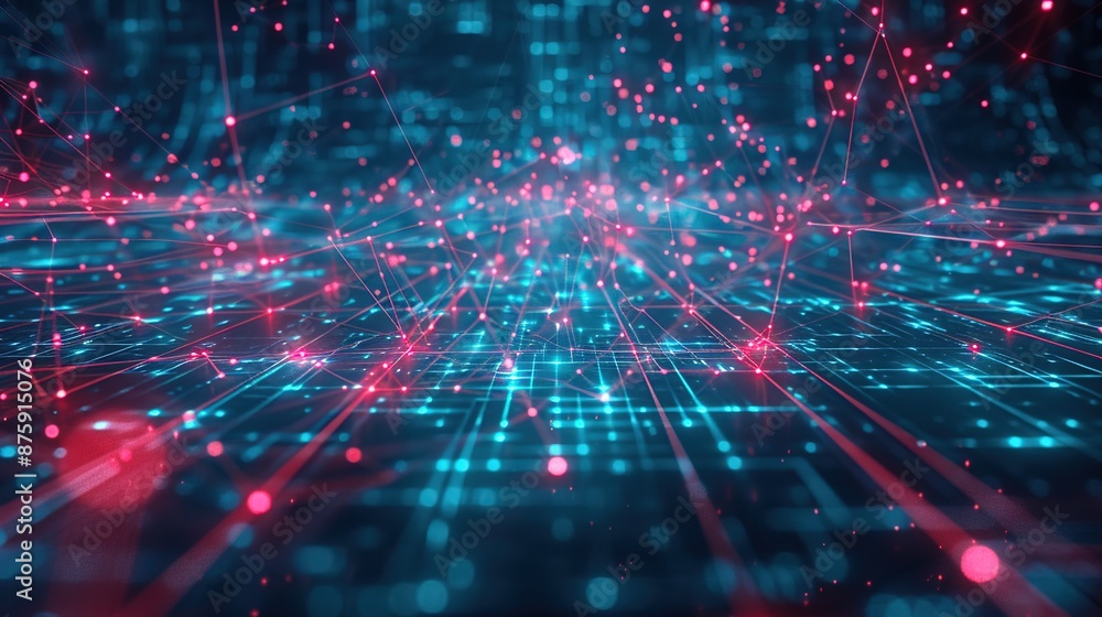 Illuminated Nodes: Abstract Digital Background in Dark Tones Illuminated Nodes: Abstract Digital Background in Dark Tones