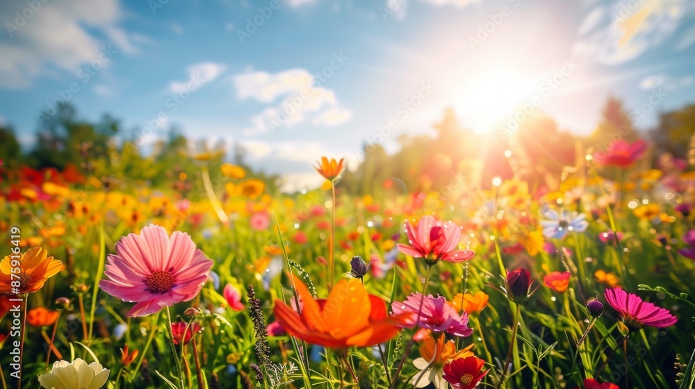 A picture of a field of flowers in the morning that is bright and fresh. Vintage autumn background. Beautiful colorful autumn flowers. Magical. A picture of a field of flowers in the morning that is bright and fresh. Vintage autumn background. Beautiful colorful autumn flowers. Magical.