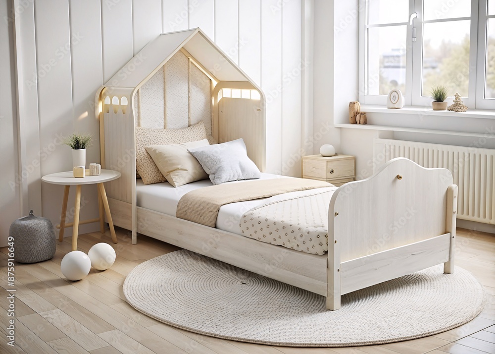 Cozy and Modern Children's Bedroom with Canopy Bed. This scene is perfect for a child's sanctuary, where dreams are woven and rest is sweet. Cozy and Modern Children's Bedroom with Canopy Bed. This scene is perfect for a child's sanctuary, where dreams are woven and rest is sweet.