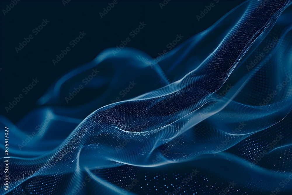 Obraz premium Abstract Blue Flowing Wave Background with Dots