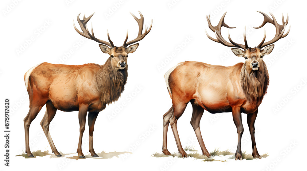 Elk, watercolor clipart illustration with isolated background. Elk, watercolor clipart illustration with isolated background.