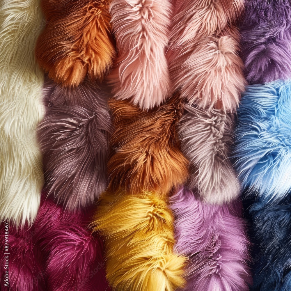 va row of different colored wools with different colors. va row of different colored wools with different colors.