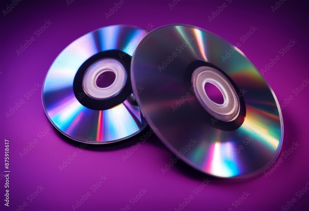 purple background compact shimmering discs trio disc cd technology media datum storage digital reflective rainbow spectrum light optical audio multimedia purple background compact shimmering discs trio disc cd technology media datum storage digital reflective rainbow spectrum light optical audio multimedia