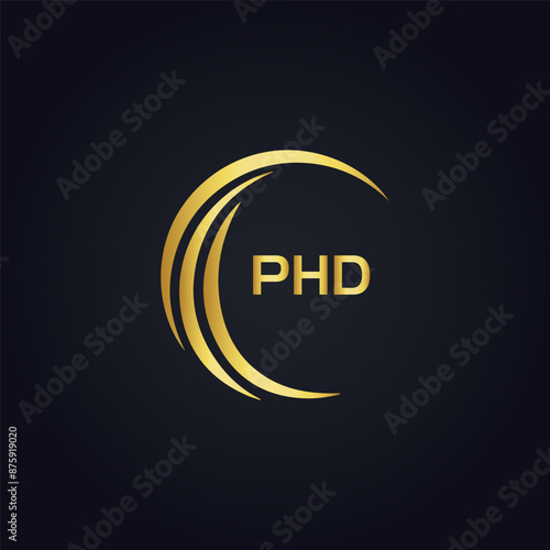 PHD logo. P H D design. White PHD letter. PHD, P H D letter logo design. P H D letter logo design in GOLD, GOLDEN LOGO, THREE, style. letter logo set in one artboard. P H D letter logo vector design.