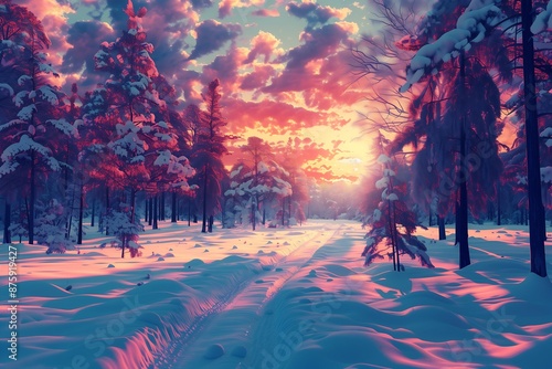 scenic winter forest background