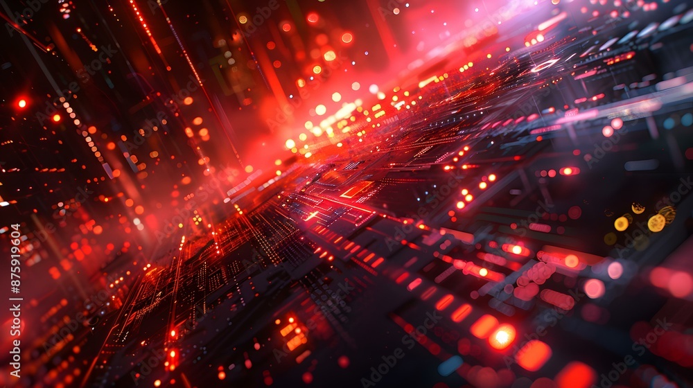 Red Circuit Board Technology Abstract Background Red Circuit Board Technology Abstract Background