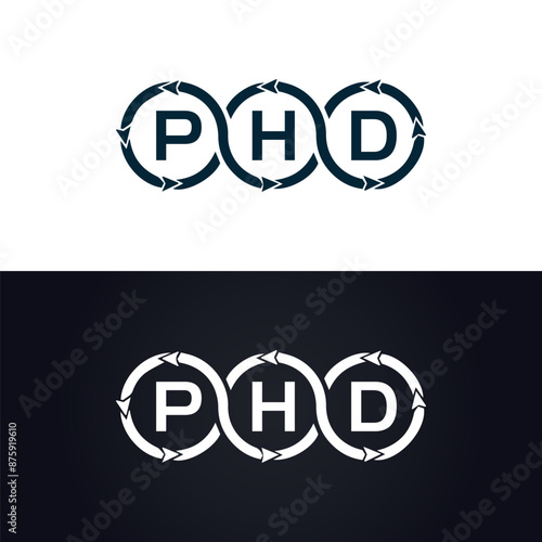 PHD logo. P H D design. White PHD letter. PHD, P H D letter logo design. P H D letter logo design in GOLD, GOLDEN LOGO, THREE, style. letter logo set in one artboard. P H D letter logo vector design.