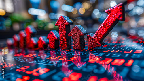 Financial Data and Stock Exchange Chart with Night Cityscape Background