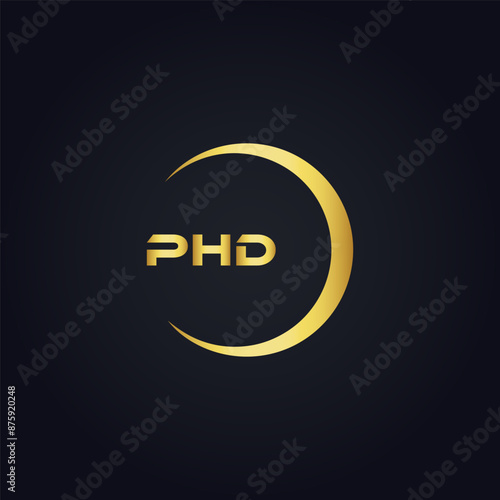 PHD logo. P H D design. White PHD letter. PHD, P H D letter logo design. P H D letter logo design in GOLD, GOLDEN LOGO, THREE, style. letter logo set in one artboard. P H D letter logo vector design.