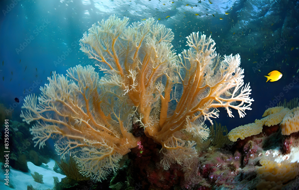 Fototapeta premium The Amazing close up of soft coral. Generative AI.