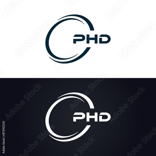 PHD logo. P H D design. White PHD letter. PHD, P H D letter logo design. P H D letter logo design in GOLD, GOLDEN LOGO, THREE, style. letter logo set in one artboard. P H D letter logo vector design.