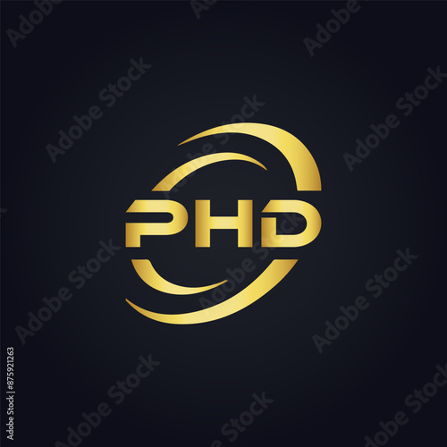PHD logo. P H D design. White PHD letter. PHD, P H D letter logo design. P H D letter logo design in GOLD, GOLDEN LOGO, THREE, style. letter logo set in one artboard. P H D letter logo vector design.