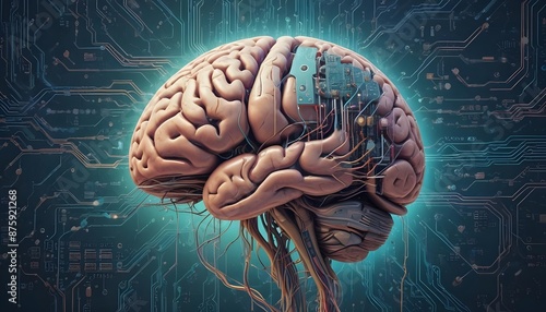 Realistic 3D Rendering of Fusion Brain Computer - Artificial Intelligence - Biological Computing photo