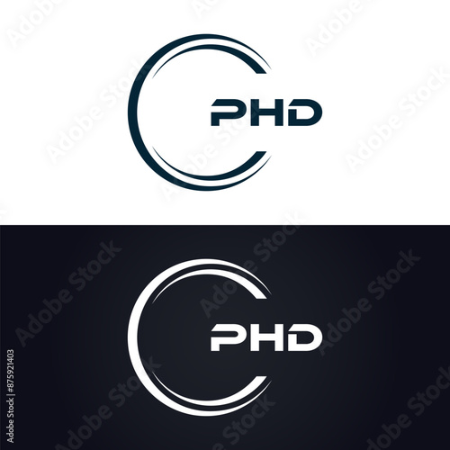 PHD logo. P H D design. White PHD letter. PHD, P H D letter logo design. P H D letter logo design in GOLD, GOLDEN LOGO, THREE, style. letter logo set in one artboard. P H D letter logo vector design.