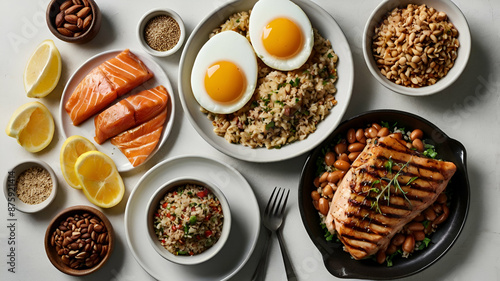 High-protein foods like lean meats, fish, eggs, dairy, legumes, nuts, and seeds provide essential nutrients for muscle repair and growth, aiding in overall health and fitness goals.