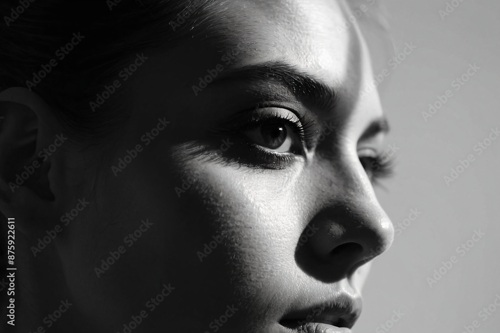 Naklejka premium A monochrome, blurred portrait emphasizing light and texture.