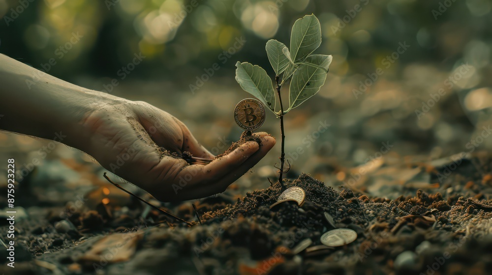 Hand Coin tree The tree grows on the pile