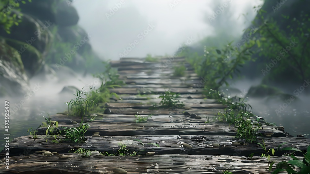 Risky to cross a splintered wood bridge on feet very detailed and realistic shape Risky to cross a splintered wood bridge on feet very detailed and realistic shape