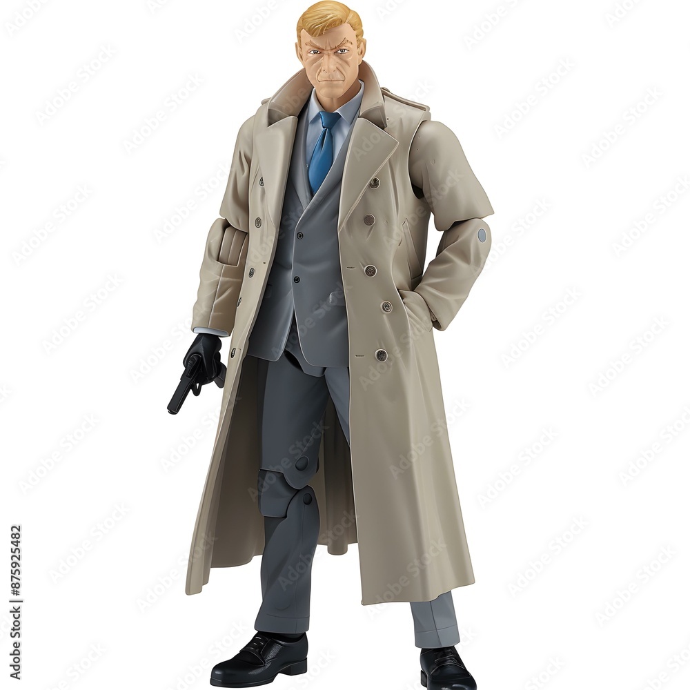 Male Action Figure in Trench Coat Male Action Figure in Trench Coat