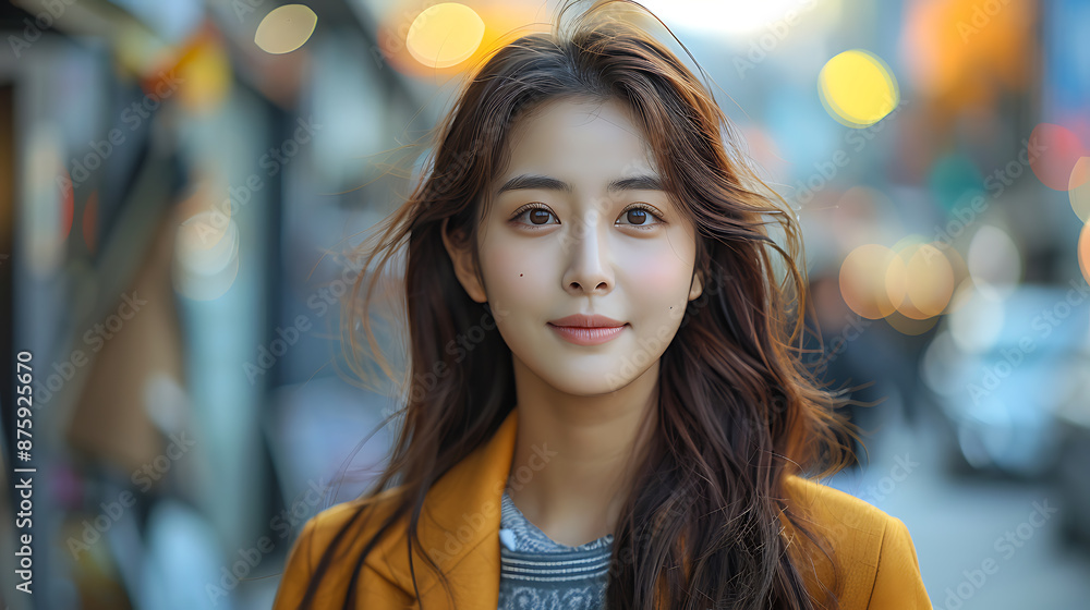 Confident Korean Businesswoman on Urban Meeting Confident Korean Businesswoman on Urban Meeting