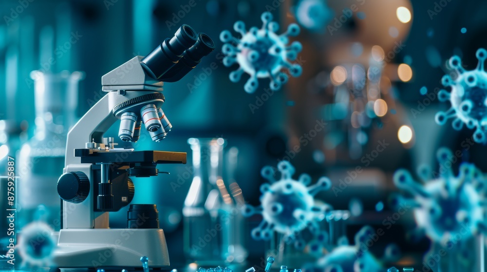Panoramic web banner photo of doctor using microscope in medical or science lab Studying vaccination to prevent coronavirus (mu B.1.621) SARS-CoV-2 COVID-19 vaccine concept Panoramic web banner photo of doctor using microscope in medical or science lab Studying vaccination to prevent coronavirus (mu B.1.621) SARS-CoV-2 COVID-19 vaccine concept