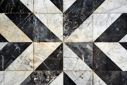 Wallpaper Mural A close-up of black and white marble tiles arranged in an X pattern, creating a geometric background with crisp lines and contrasting colors.


 Torontodigital.ca