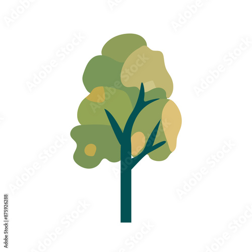Cute cartoon tropical tree vector clip art, flat illustration design, nature landcape elements