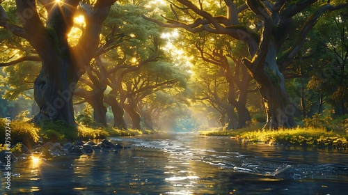 autumn forest in the morning