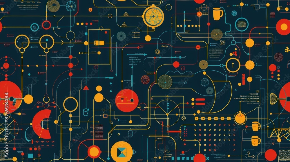 Abstract Geometric Pattern with Interconnected Shapes and Lines Abstract Geometric Pattern with Interconnected Shapes and Lines