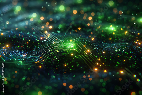 Cyber Security Abstract Design - Blue & Green Background