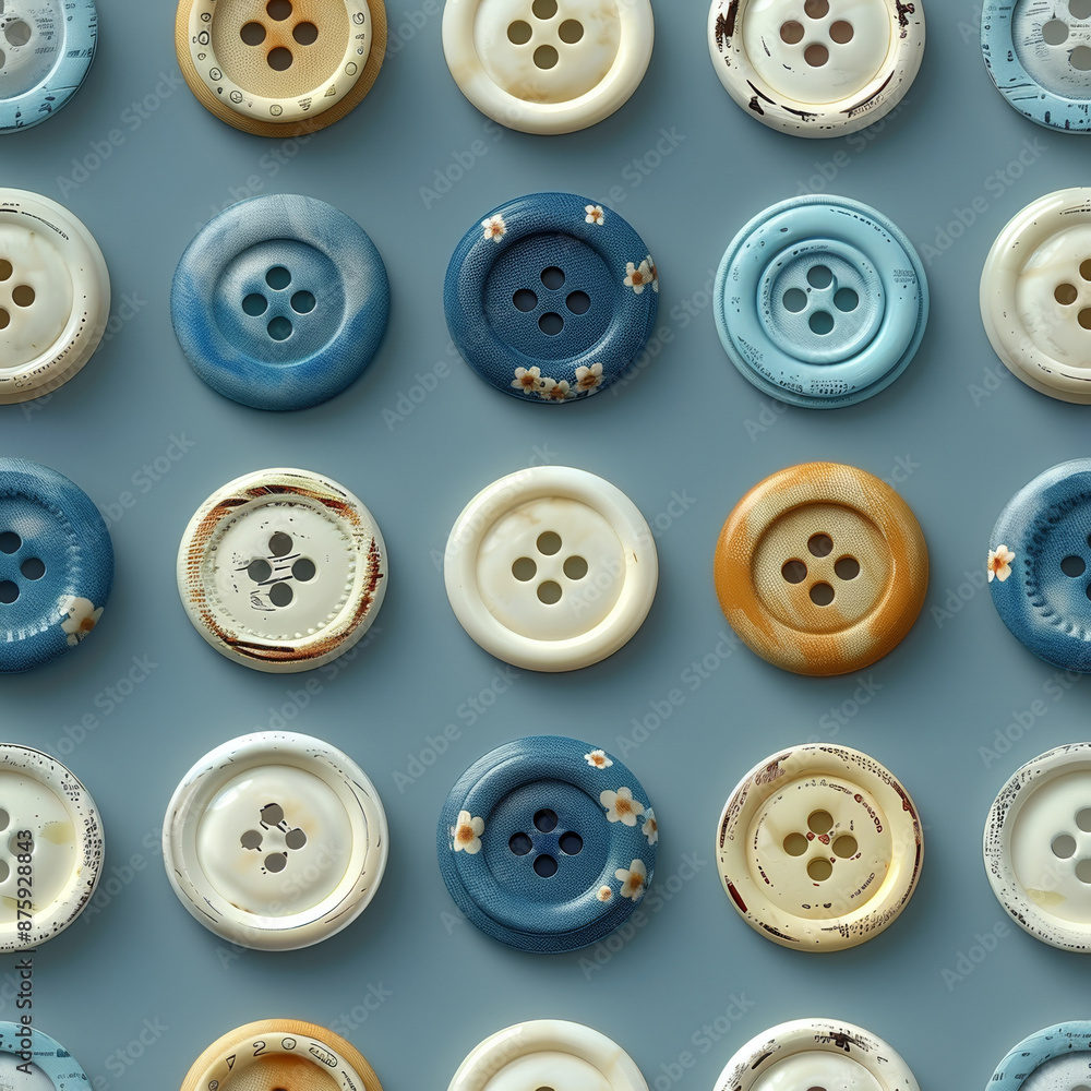 Seamless pattern of different colored buttons on blue background. Seamless pattern of different colored buttons on blue background.