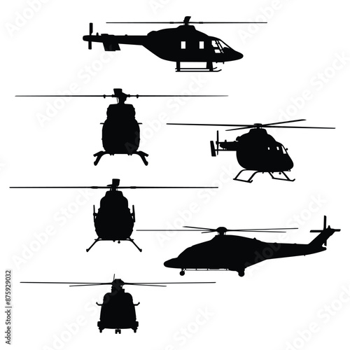 Helicopter Art Silhouette Vector Illustration Bundle
