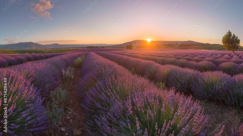 Provence photos Lavender field at sunset Valensol Plateau Provence photos Lavender field at sunset Valensol Plateau