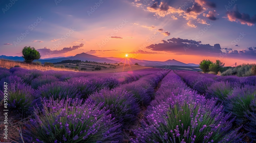 Provence photos Lavender field at sunset Valensol Plateau Provence photos Lavender field at sunset Valensol Plateau