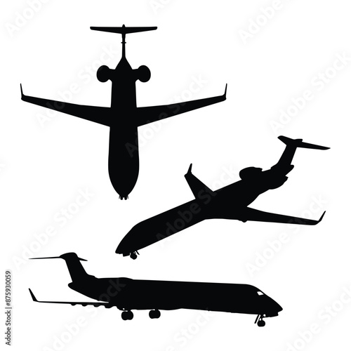 Airplane Silhouette Art Vector Illustration