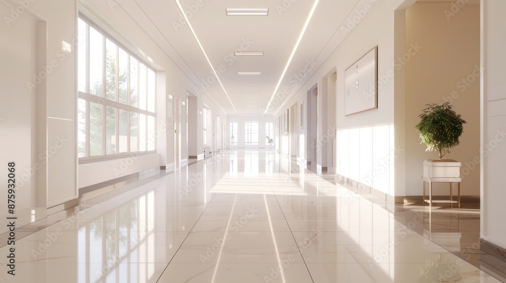 Modern, Bright, and Clean Office Corridor Modern, Bright, and Clean Office Corridor