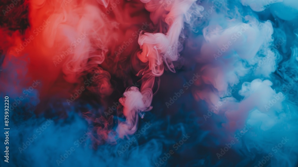 Photograph of red and blue smoke Photograph of red and blue smoke