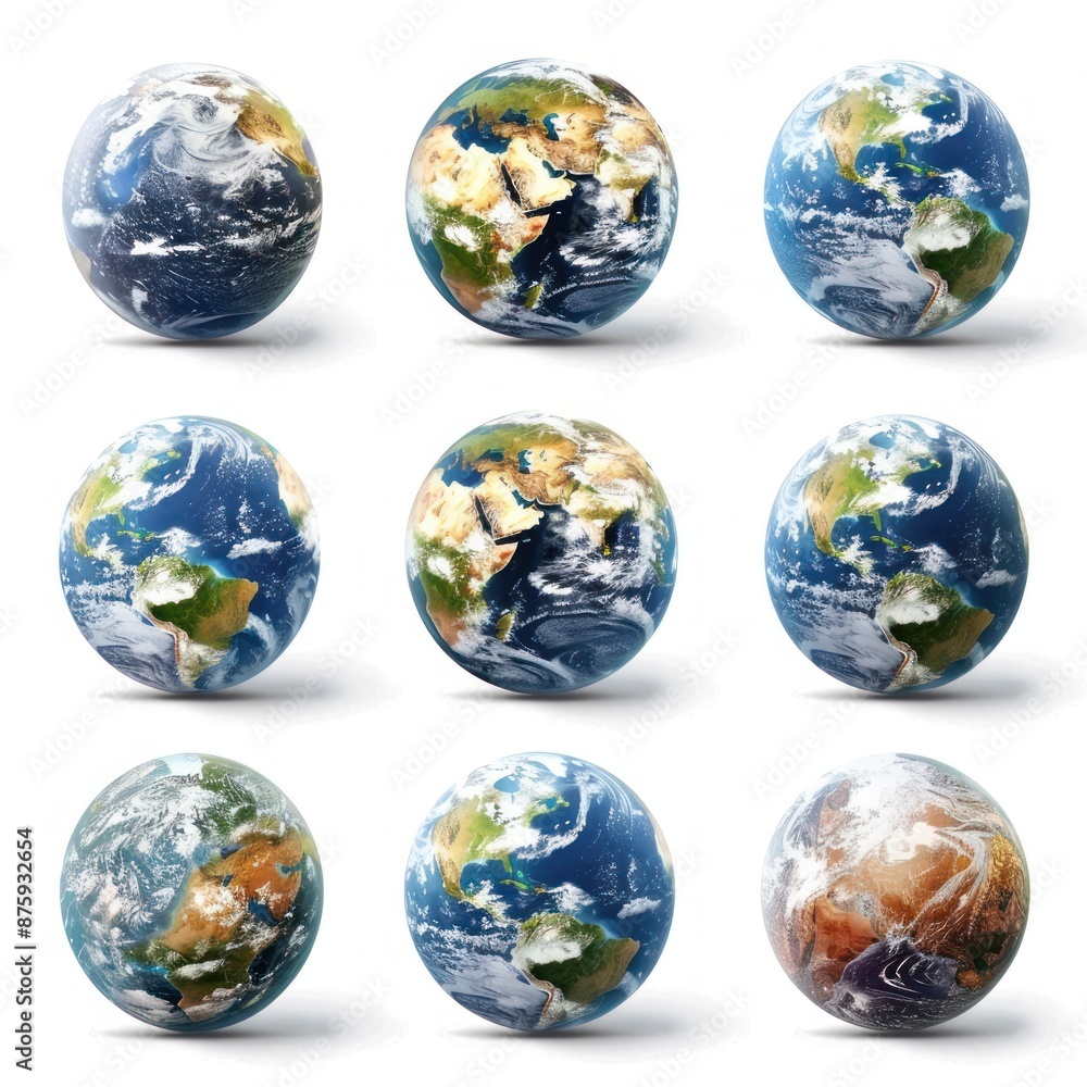 Collection of Earth Globe Images Displaying Different Perspectives Collection of Earth Globe Images Displaying Different Perspectives