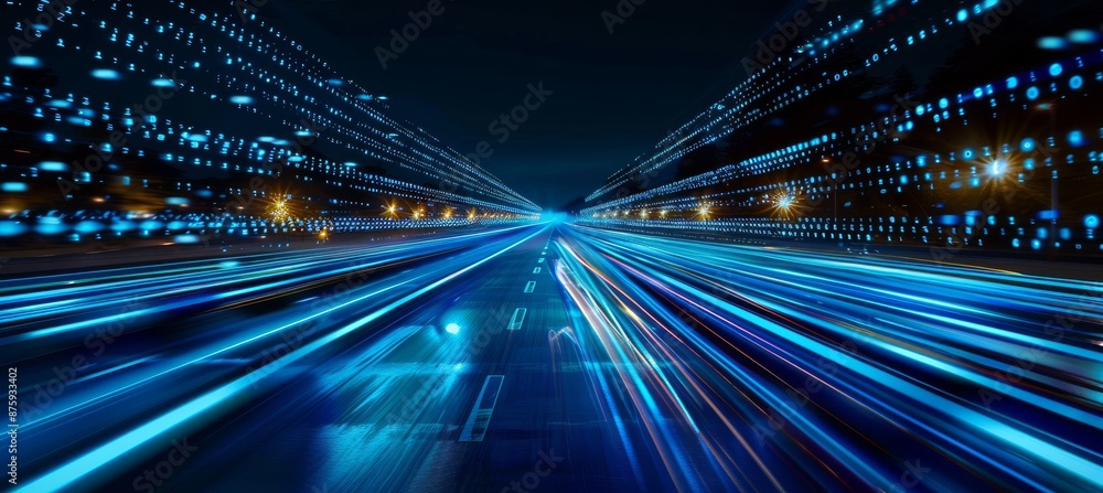 Abstract Blue Light Trails: Digital Technology blur Background Abstract Blue Light Trails: Digital Technology blur Background