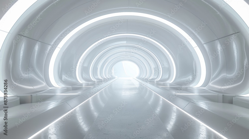 White science fiction tunnel, 3d rendering. Futuristic white tunnel with sleek, minimalistic design and glowing accents, creating a sense of endless depth and technological advancement. White science fiction tunnel, 3d rendering. Futuristic white tunnel with sleek, minimalistic design and glowing accents, creating a sense of endless depth and technological advancement.