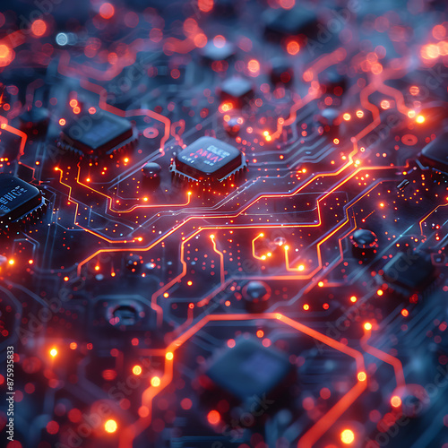 Stylized Tech Background: Abstract Circuit Hologram Design